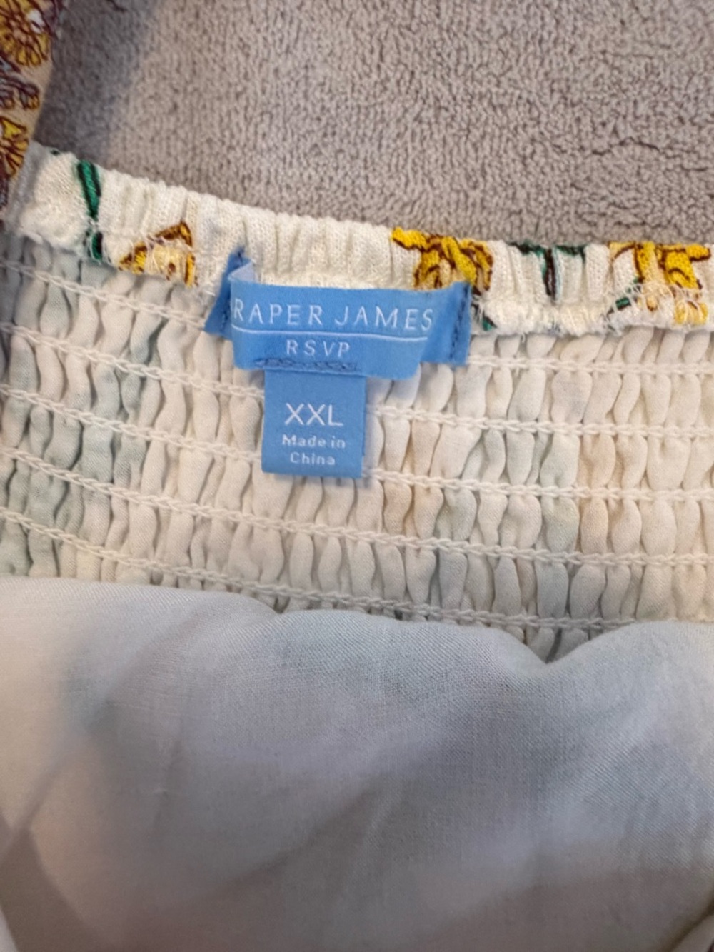 Draper James White Sleeveless Floral Top with Yellow and Teal Accents - Picture 3 of 6